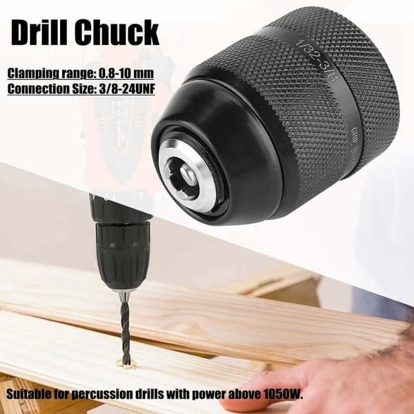 0,8 mm-10 mm nøglefri borepatron, 3/8 gevind elektrisk borepatron uden chuck til