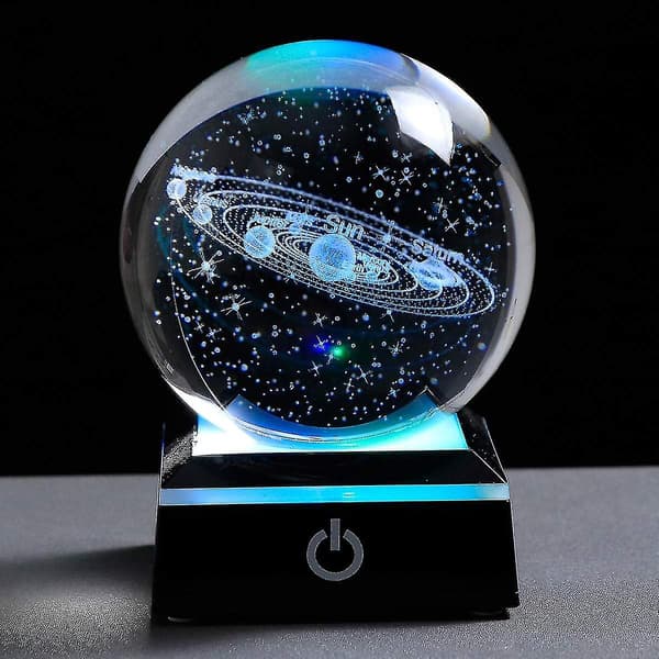 3D-modell av solsystemets planeter med LED-bas - Dekorativ prydnad för hemmet - Astronomipresenter - Julklapp