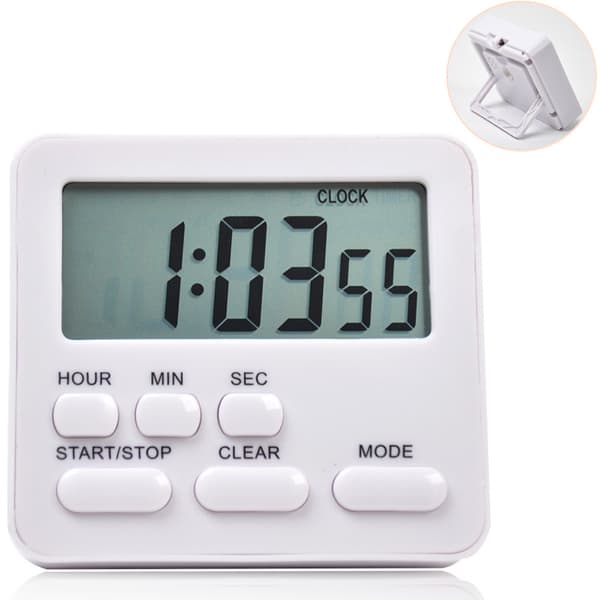24-timmars digital kökstimer, stor display, ljudlarm (svart)