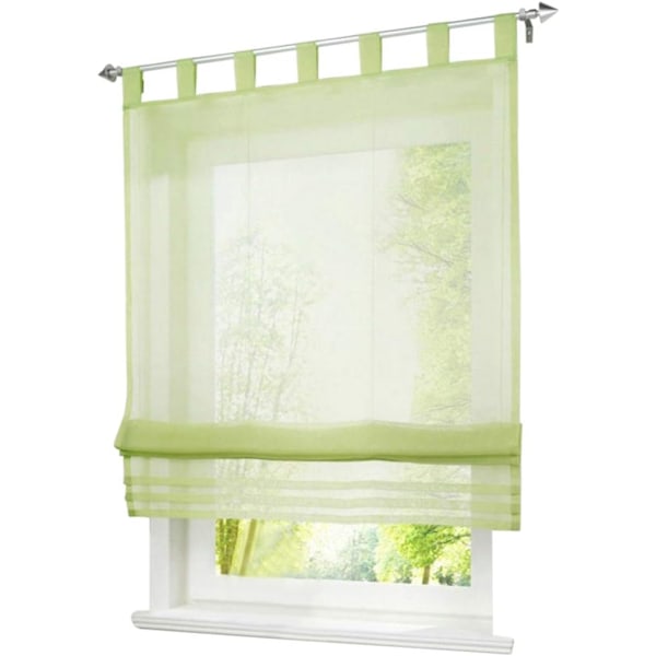 1 stk. Romersk rullegardin Transparent Simpelt Gardin Voile Flig Gardin Vindue Dekoration Soveværelse/Badeværelse/Balkon (BxH/120x155cm, Grøn)