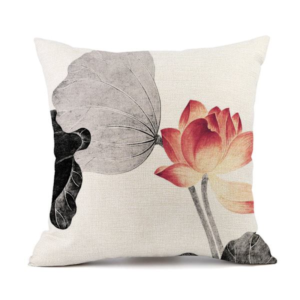 Set med 7 stk putetrekk 45 x 45 cm dekorativ lotusmønster putetrekk bil sofa hjemmedekor for moderne hjemmedekor