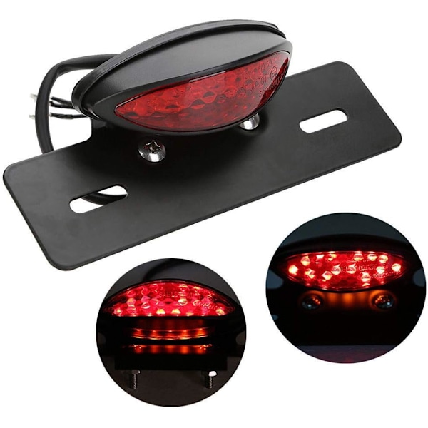 Motorsykkel LED RØD Baklys Brems Lys Nummerplate Lampe Universal Modifisert Retro