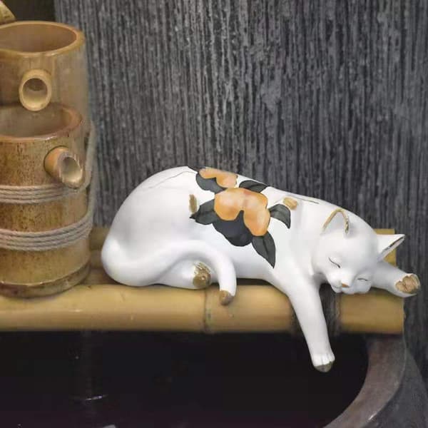 Sovende kat statue til boligindretning Meget sød 14*10*31CM