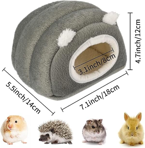 Vinterhus til hamster, grå kæledyr, hyggelig og varm seng egnet til