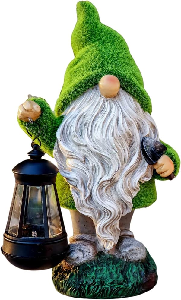 33cm, Hagegnomdekorasjon med solcellelamper, Original GNOME-statue, Wat