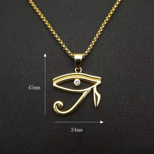 CZ Eye of Horus Egypt Protection Pendant på rustfritt stål Halskjede Ancient Egy