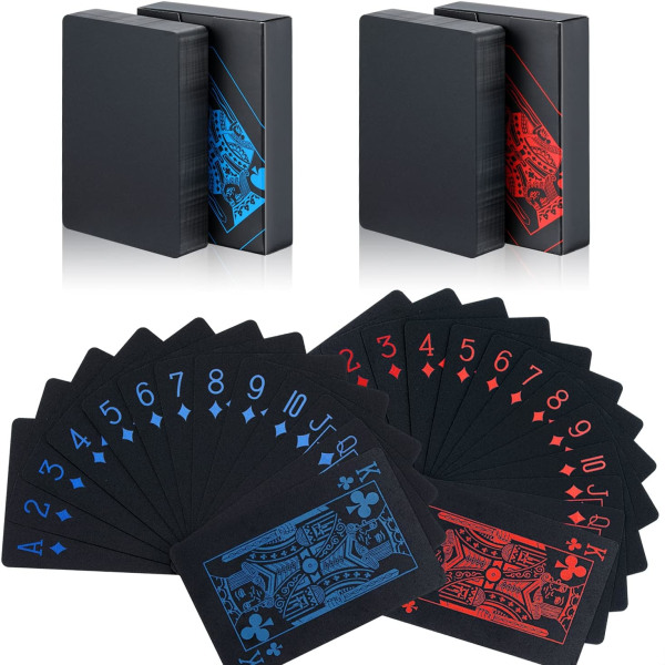 2 Decks Spillekort Poker Cards Deck of Cards Premium Black Pok