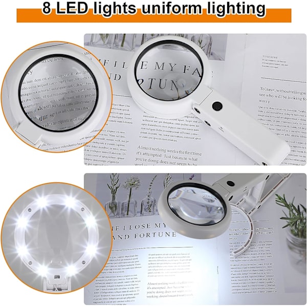 3.5X 10X Pöytäsuurennuslasi 8 LED-valolla