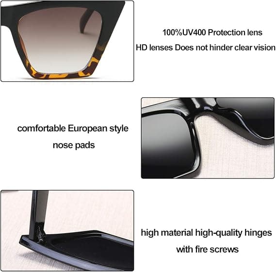 Moderne Oversize Cat Eye Firkantede Solbriller til Kvinder