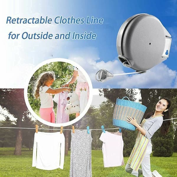 Retractable Clothesline, 12M Clothesline Drying Rack Retractable