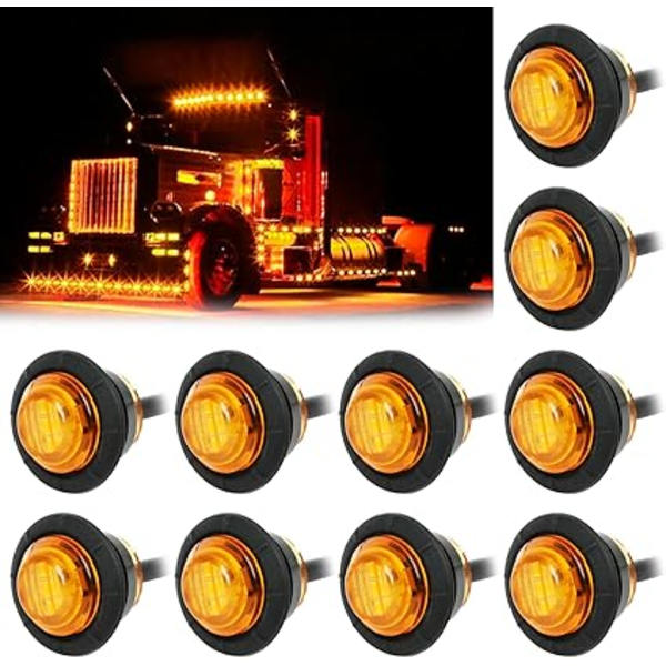 Sidomarkeringsljus för bil, 10 st 3/4\" runda positionsljus, 12V/24V sidomarkeringsljus