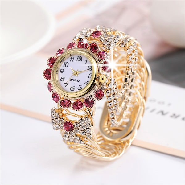 Kvinners diamant temperament kvarts klokke mote legering armbånd wo