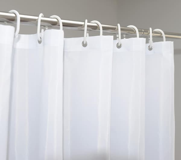 Antimögel duschdraperi 180x180 Lång för badkar, Vit Polyester Extra Längd med Vattenavvisande Magnet
