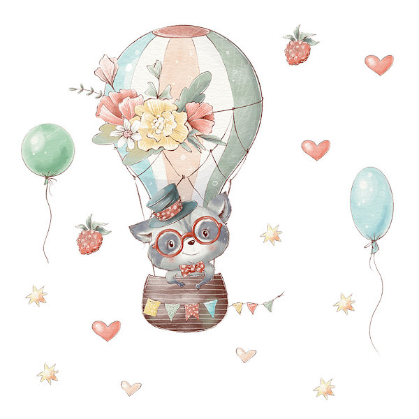 Jordgubbsdjur Ballonger Varma Luftballonger Väggdekal Väggdekor