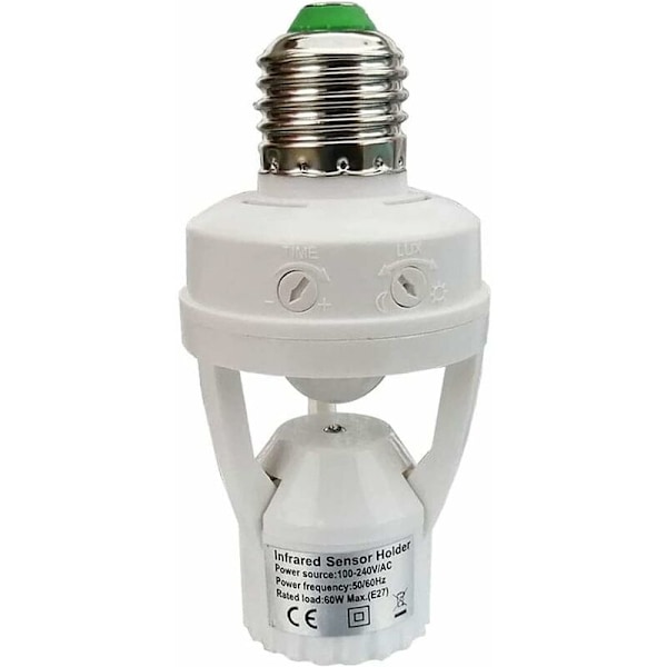 Sockel med PIR-rörelsesensor Glödlampor med E27-sockel för inomhusbruk med tids- och ljusjustering (Glödlampa ingår ej)
