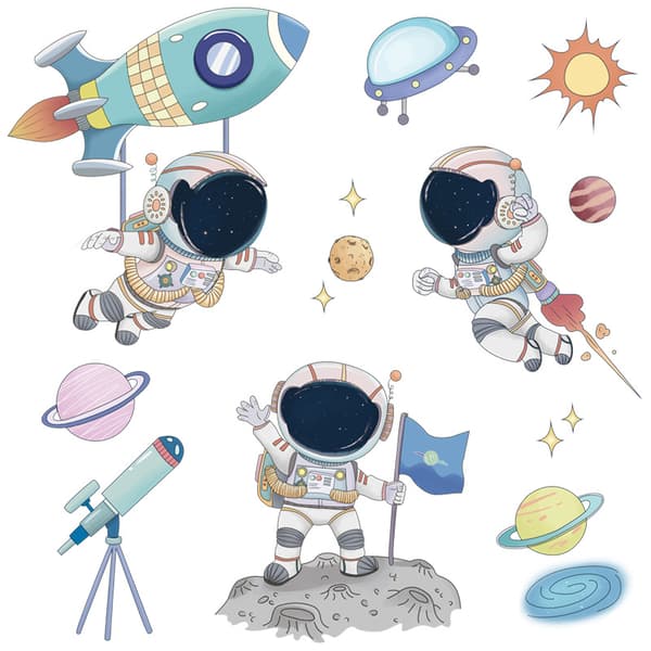 Seinätarra Astronautti Itsekiinnittyvä Seinätarra Olohuoneeseen