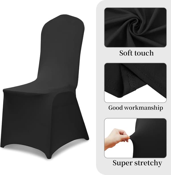 Sorte Stolebetræk til Spisestue - Stretch Spandex Universal Stolebetræk