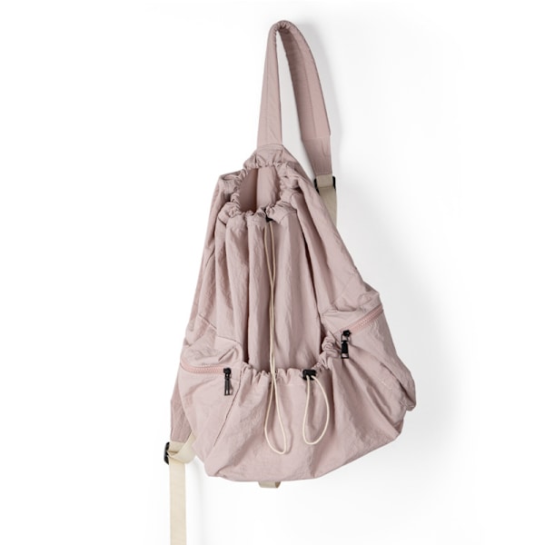 Nylon Ryggsäck för Kvinnor Män Lätt Dragsko Ryggsäck Utomhus Resedagspack Casual Ryggsäck för Gym Sport (Rosa)