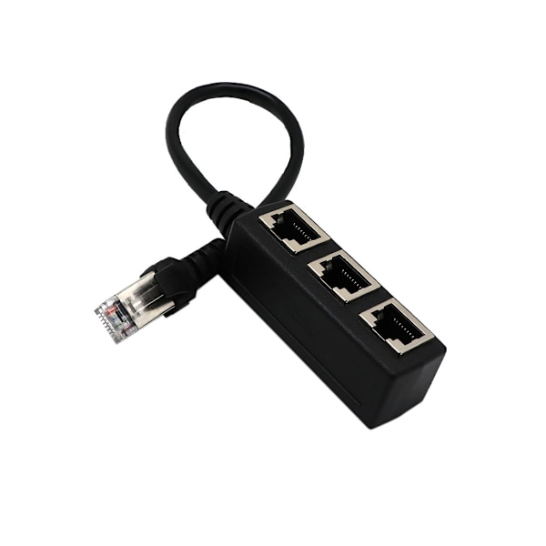 Ethernet Förlängningskabel Adapter Nätverksadapter Ethernet Splitter, RJ45 1 till 3 Kabeladapter, Plug and Play för Router TV Box