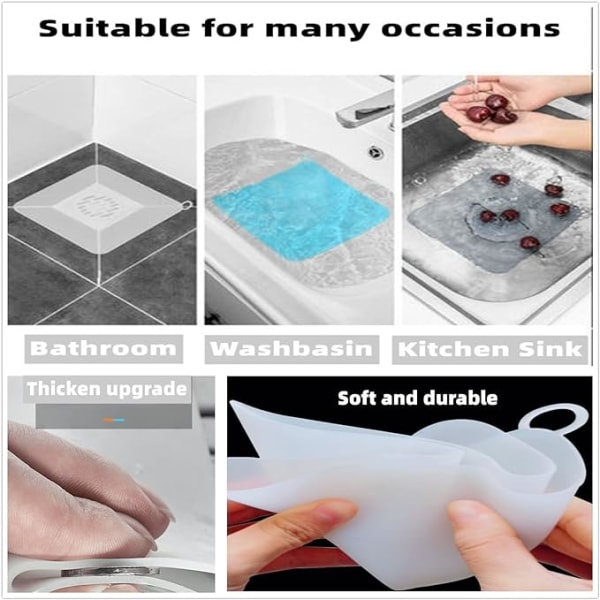 2 Translucent Farve Anti-Lugt Silikone Gulvafløbsstop, Silikone Drai