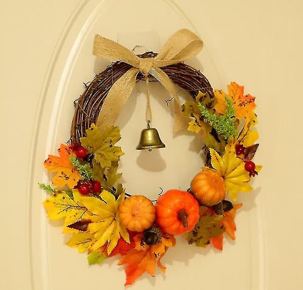 Høstlønn Blad Gresskar Krans Thanksgiving Halloween Front Doo