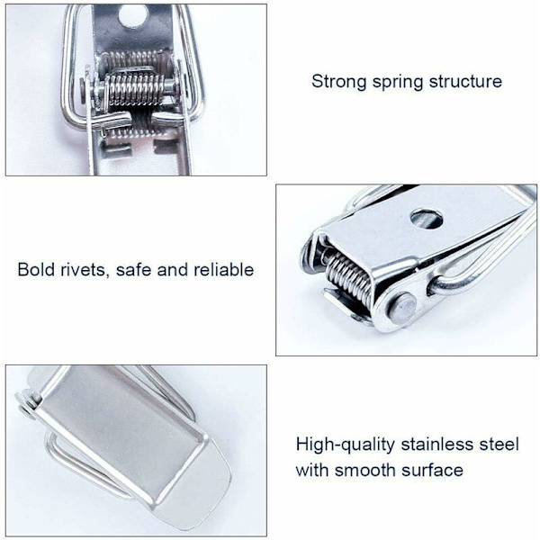 8 stk. Metal Toggle Latch Lever Latch Spring Latch med rustfrit stål S