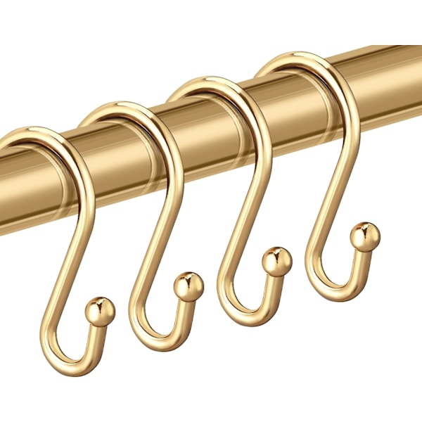 Guld duschdraperi ring krok, en uppsättning av 12 dekorativa duschdraperi krokar, högkvalitativ metall rostfri s-formade badrumsgardiner, kläder, handdukar, etc.