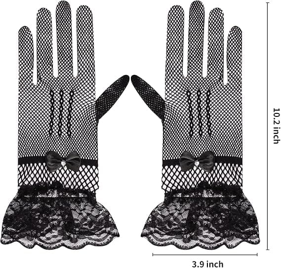 Elegante korte mesh-handsker til damer med blonder