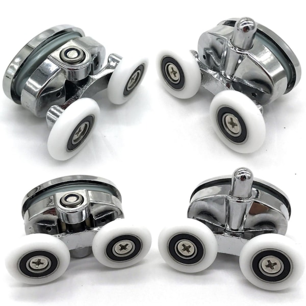 Set med 4 dusjdørruller - To hjul - Oval - Butterfly-formet (23mm)