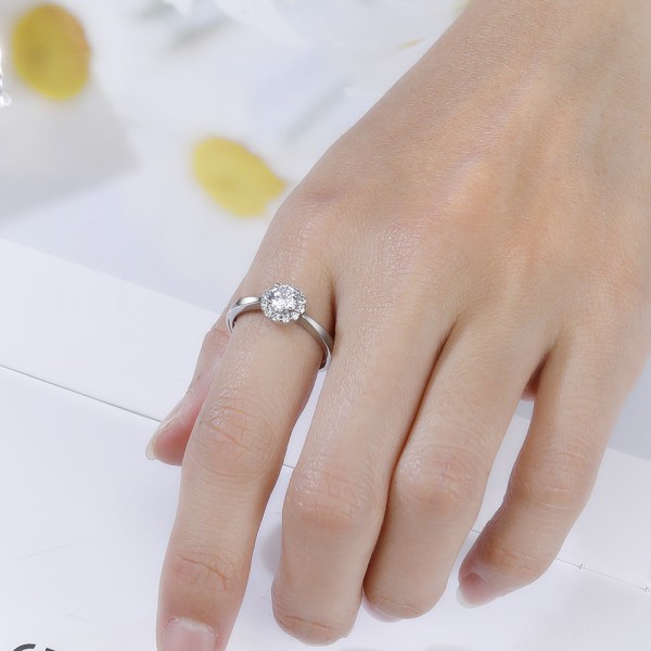 Blonderingdesign Forlovelsesring Diamant Ring Karat Ring 50 Poeng Liten Diamant Kvinners Blomsterknopp Indeks Finger Ring, justerbar lukking