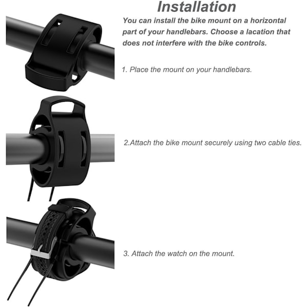 Sykkelklokkeholdersett i silikon, sykkelstyreholder med sterk brakett kabelklemme for Garmin Forerunner-klokkekolleksjon
