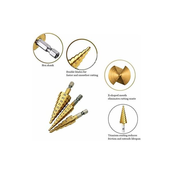 Metal Trin Drill Bit, Spiral Drill Bit, Hex Skaft Konisk Drill Bit,