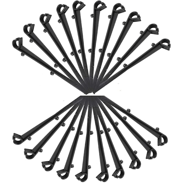 Pakke med 20 PP tagrender beskyttelsesnet fastgørelseskroge, 16 cm lange, 7,2 cm center afstand, sort