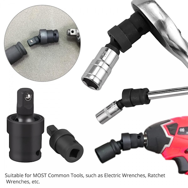 3 stk Impact Gimbals Sett 1/2\" 3/8\" 1/4\" Reduser Adaptere Med Ball Og Spri