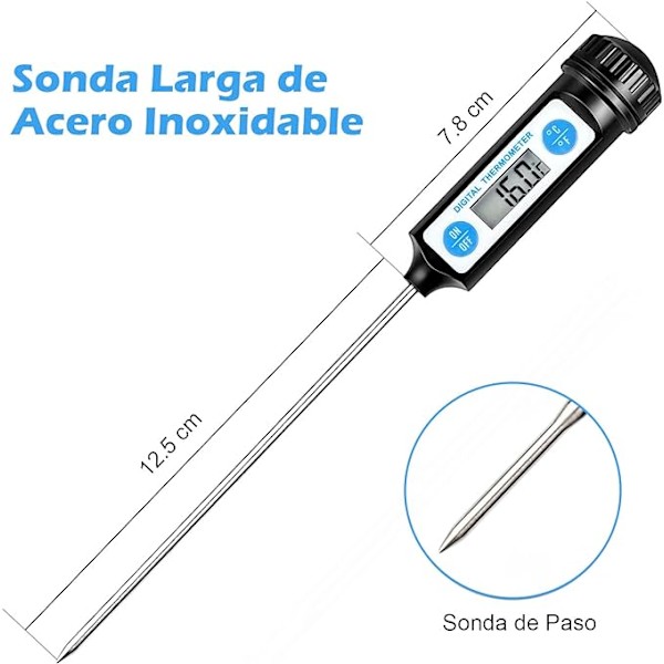Kökstermometer, digital termometer för kök med lång sond