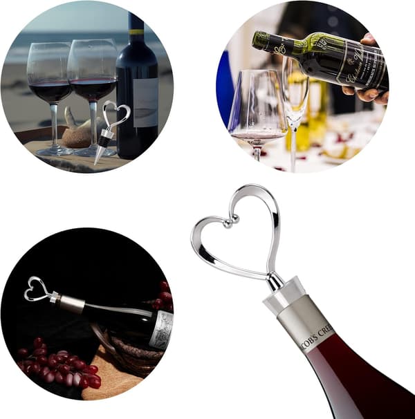 Sæt med 5 Hjerteformede Vinstoppe til Vin, Champagne, Ølflasker