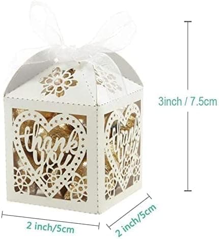 Laser Cut Boxes 50 st Tack Presentförpackningar Bröllop Fest Godispåsar
