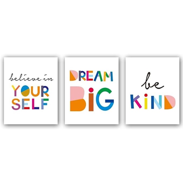 Vattenfärg Ord Inspirerande Citat Typografi Konsttryck Set av 3