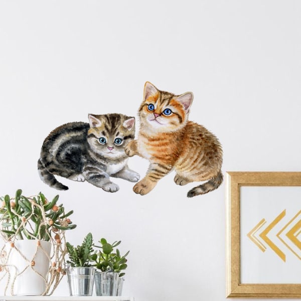Et sæt vægklistermærker to søde katte klistermærker vægdekoration