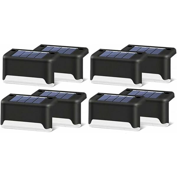Set med 8 solcellslampor, LED, för trappor, terrasser, utomhusbruk (svart)