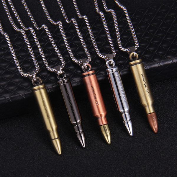 Luodinmuotoinen ruostumattomasta teräksestä valmistettu riipuskaulakoru, miesten klassinen muodikkaasti koristeltu kaulukoru, hiphop-räppärin goottilainen koru, Collares, 5 kpl:n sarja