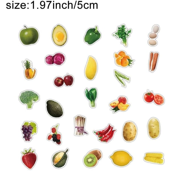 50 st Frukt Grönsaksdekaler Vattentäta Vinyldekaler förekommer