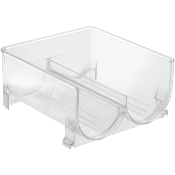 Vinstativ for 2 flasker, stabelbar flaskeholder i plast, gjennomsiktig