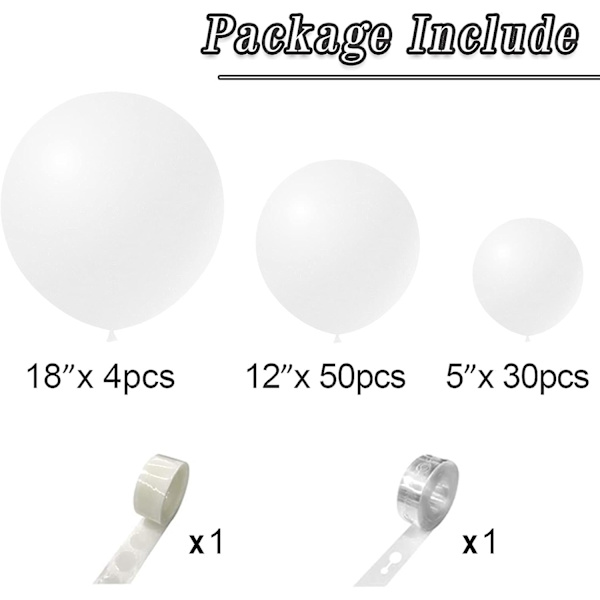 Vita ballonger 84 st vita ballonger Girlangbåge Kit 5 tum +12