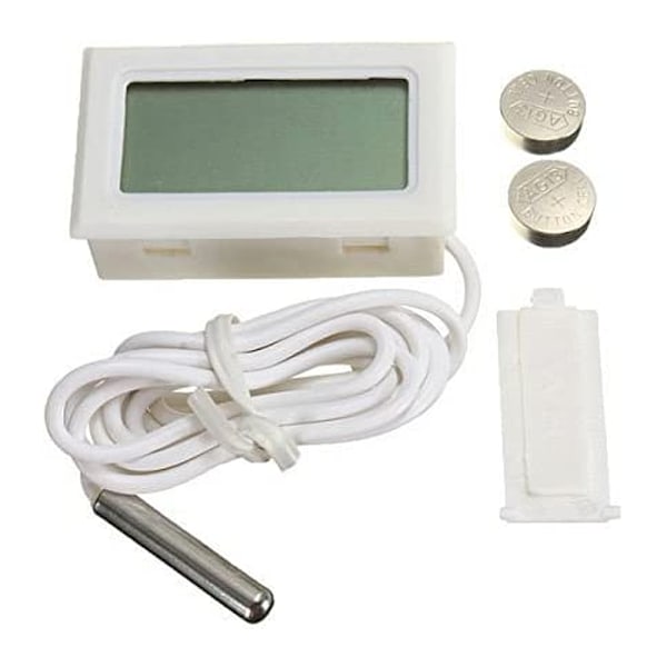 Digital LCD-termometer Temperaturmonitor med extern sond för kylskåp frys frys akvarium - Vit