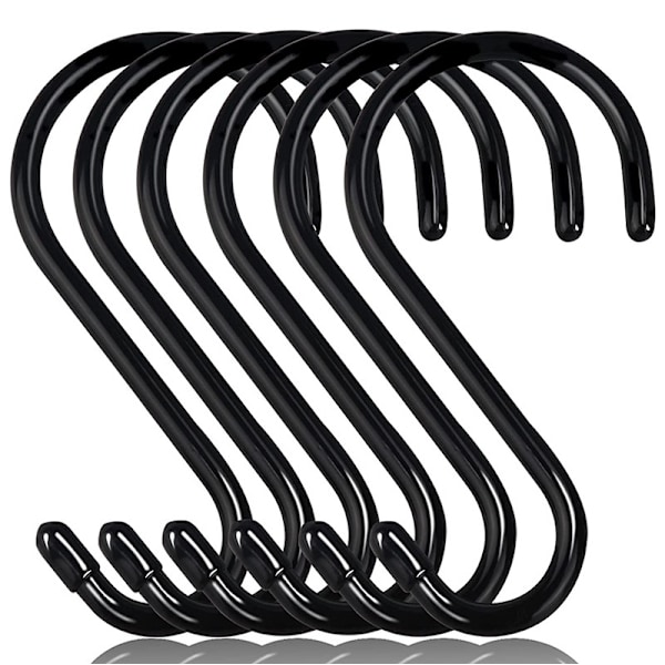 12-pak 15 cm S-kroge, skabskroge, hængekroge, bøjler (12 stk., store, sorte)