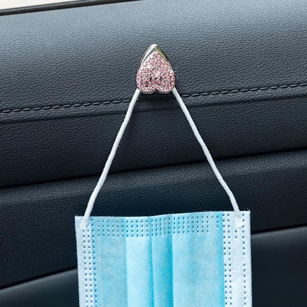 3 stk Bling Bling Hjerteformet Bilkrok, Multifunksjonell Bil Dashb