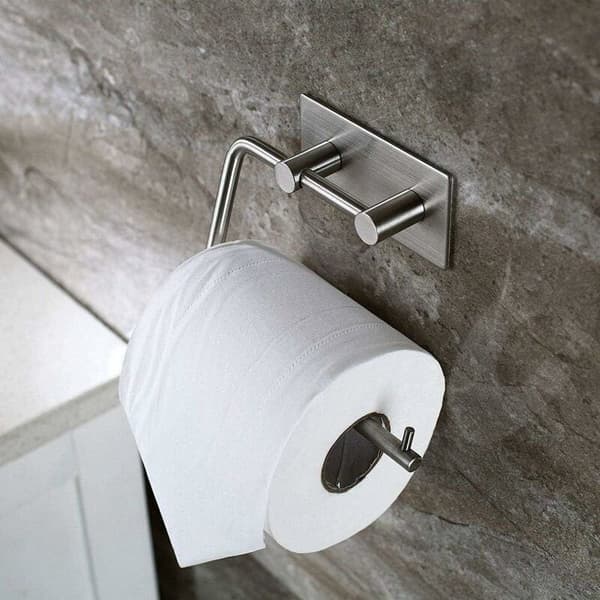 Klæbende toiletrulleholder, børstet rustfrit stål, toiletrulle