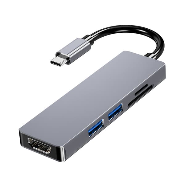 USB-C-hub, 5-i-1 dokkingstasjon for Windows-bærbare datamaskiner, Mac-er og andre Type-C-enheter, 28*111*9,4 mm