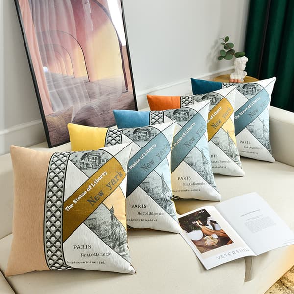 Set med 5 Kuddfodral 45 x 45cm Dekorativa Mjuka Kuddfodral Soffa
